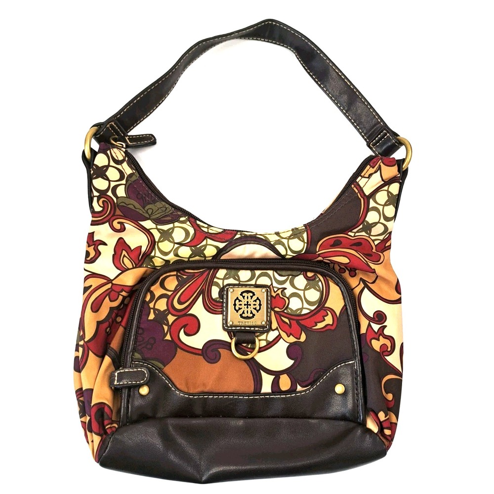 Treviso‎ Women's Handbag 70s Colors Boho Pattern Brown Pink Gold 10x7x3" Casual